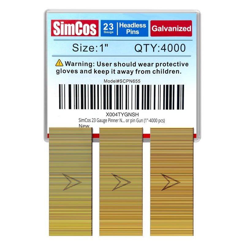 SimCos 23 Gauge Pinner Nails 1/2"~1-3/8" Headless Pin Nails for 23 GA Pneumatic or Electric Pinner or pin Gun (1"-4000 pcs) - Image 1